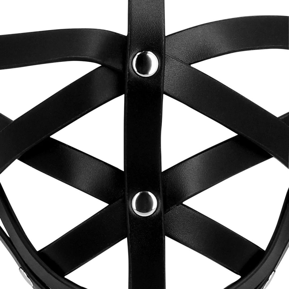 This Leather Mask is a serious addition to any BDSM lover Ouch - Cage Face Mask - Black photo-6