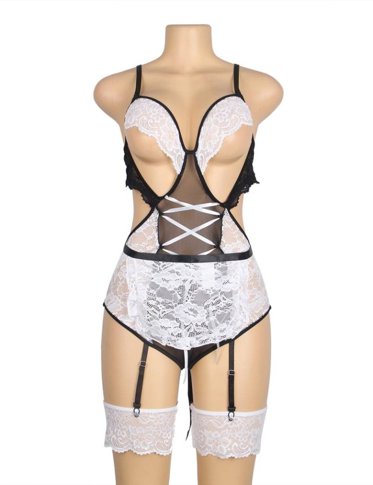 Ohyeah - Maid Costume w Garters - Black - XL photo