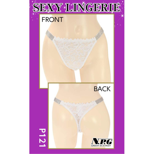 NPG - P121 Floral Lace Thong - White 照片