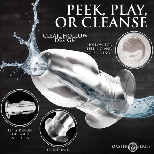 Master Series - Dicked Hollow Plug L - Clear photo