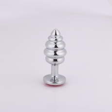 MT - Anal Plug 70x30mm - Silver/Pink photo