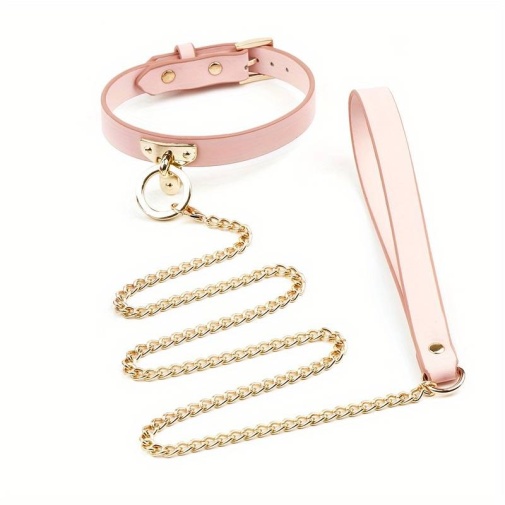 MT - Collar w Leash - Pink 照片