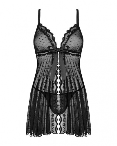 Obsessive - Marrbel Babydoll & Thong - Black - L/XL photo