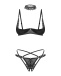 Obsessive - Donarella - 开裆内裤 半罩式胸罩 项圈 三件装 - 黑色 - 加大/加加大码  照片-4