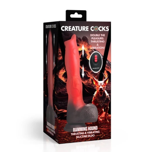 Creature Cocks - 獵犬猛烈抽插震動假陽具 - 黑/紅色 照片