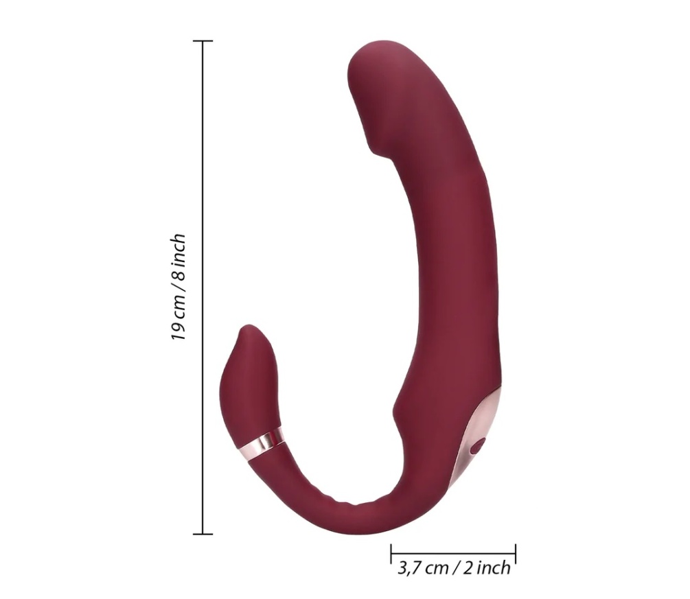 This Bendable Vibrating Strapless Strap-on is designed to pr... Loveline - Vibro Strapless Strap-On - Red photo-8