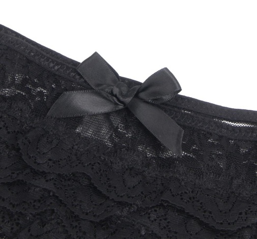 Ohyeah - Lace Crotchless Panty - Black - XL photo