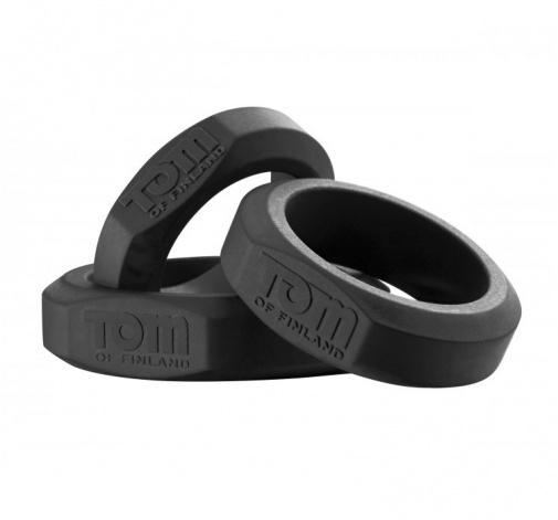 TOF - 3 Piece Silicone Cock Ring Set - Black photo