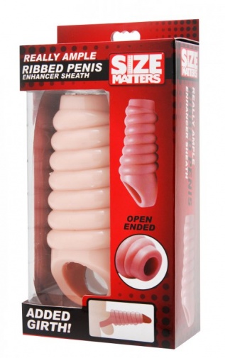 Size Matters - Really Ample Ribbed Penis Enhancer Sheath - Flesh photo