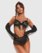 Obsessive - Rossay Crotchless 4 pcs Set - Black - S/M 照片-3