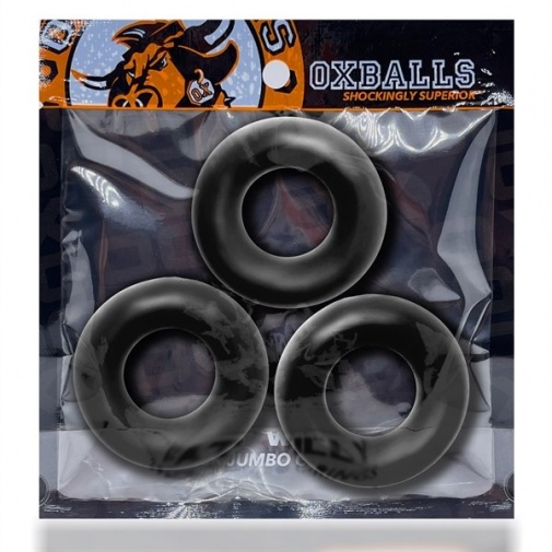 Oxballs - Fat Willy 陰莖環 3個裝 - 黑色 照片