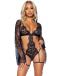 Leg Avenue - All Romance Teddy Robe Set - Black - L photo
