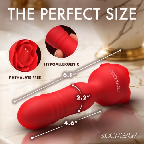 Bloomgasm - Rose Delight Thrusting Vibrator - Red 照片
