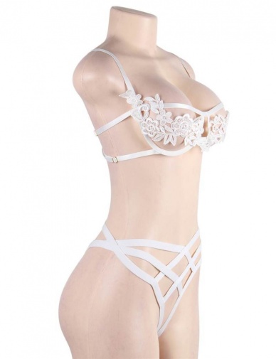 Ohyeah - Embroidery Underwire Set - White - XL photo