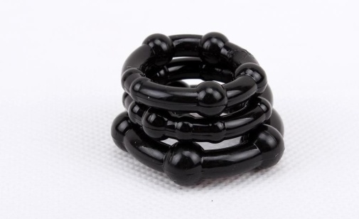 Chisa - Beaded Cock Rings - Black photo