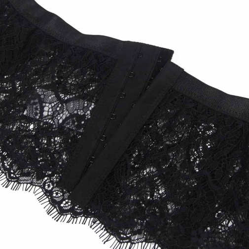 Ohyeah - Lace High Waist Garter Thong - Black - 2XL 照片