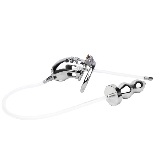 FAAK - Metal Chastity Cage w Catheter & Plug 照片