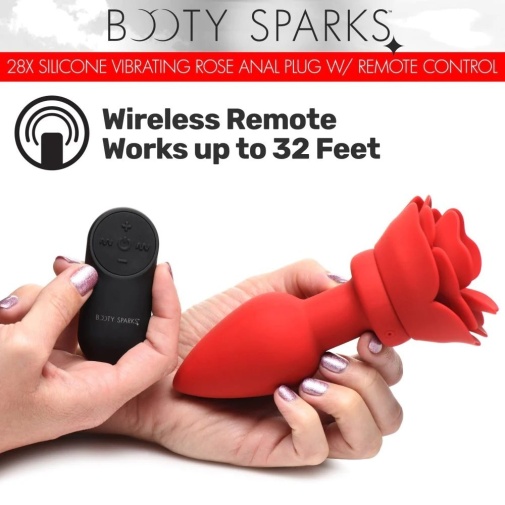 Booty Sparks - 28X 玫瑰花形后庭震动器 细码 - 红色 照片