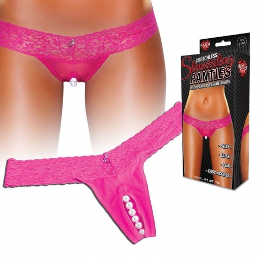 Hustler - Clitoral Stimulating Thong With Beads - Pink - SM photo