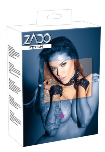 Zado - 皮革颈圈连手铐 - 黑色 照片
