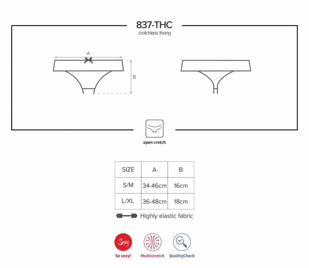 You and this frivolous thong – together? Sounds like… a very... Obsessive - 837-THC-1 Crotchless Thong - Black - S/M photo-9