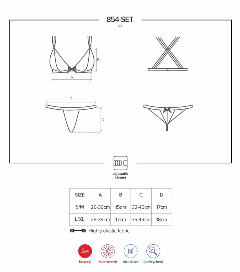 Obsessive - 854-SET-1 Set 2 pcs - Black - S/M photo