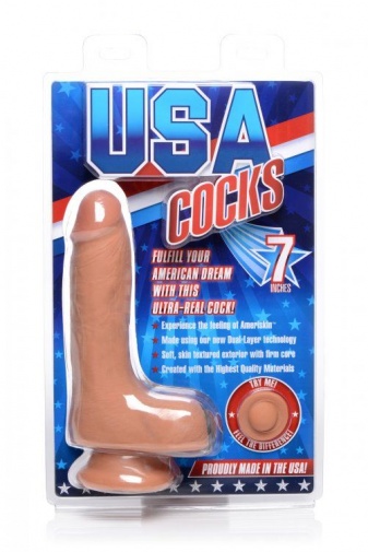 USA Cocks - 7″ 双层像真质感假阳具 - 肉色 照片