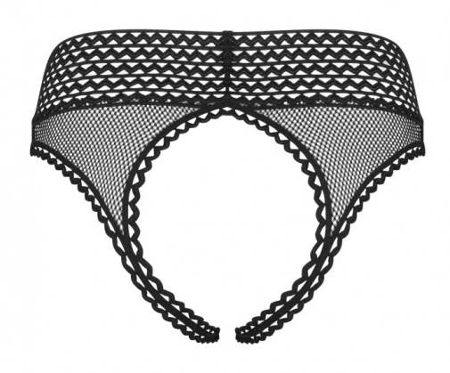 Obsessive - Strapelie Crotchless Panties - Black - L/XL photo