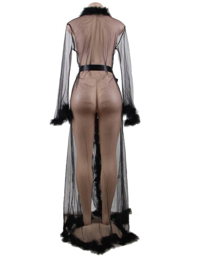 Ohyeah - Robe w Plush Edge - Black - XL photo