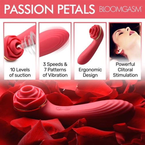 Bloomgasm - 10X Suction Rose Vibrator - Red photo