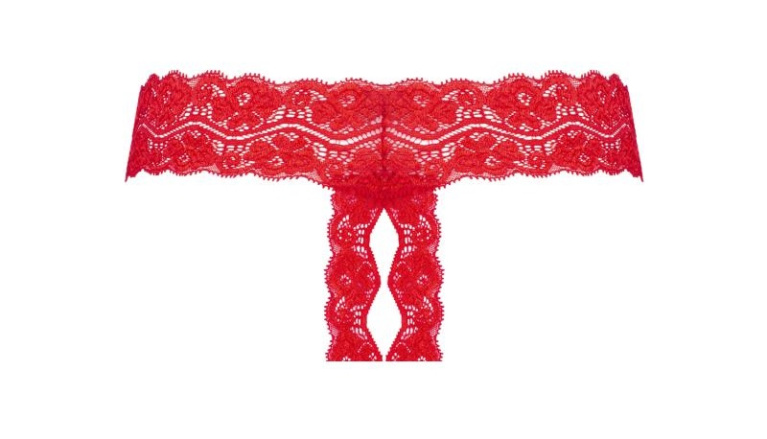 Underneath - Kyra Crotchless Thong - Red - S/M photo