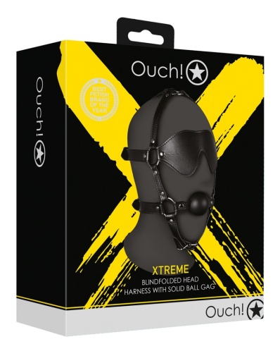 Ouch - Xtreme Head Harness w Solid Ball Gag - Black photo