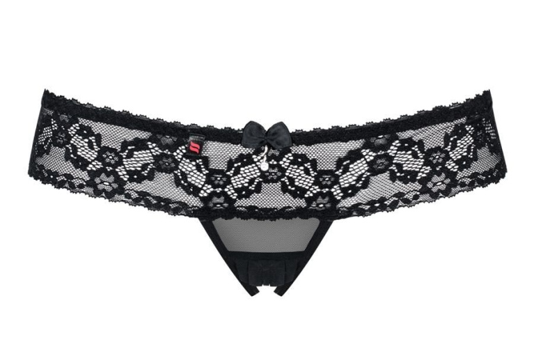 Obsessive - 837-THC-1 Crotchless Thong - Black - L/XL photo