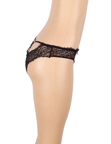 Ohyeah - Floral Lace Panty - Black - XL 照片