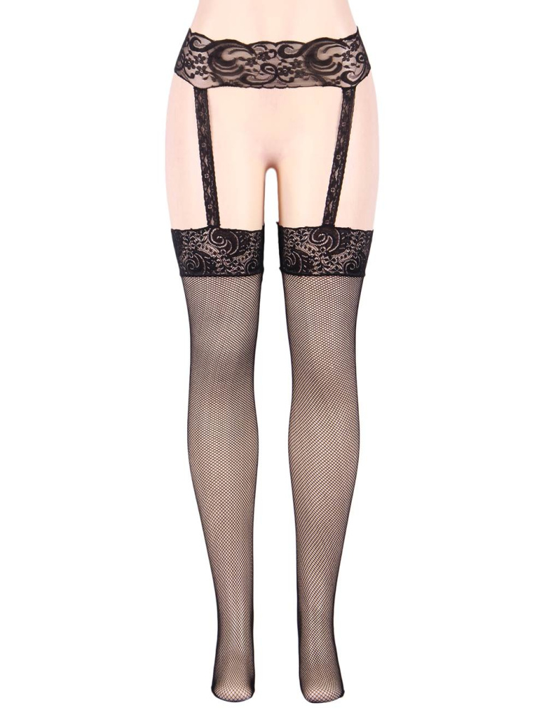 Ohyeah - Flowers Net Pantyhose - Black - M photo