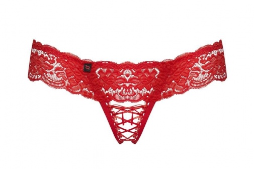Obsessive - 863-THC-3 Crotchless Thong - Red - L/XL photo