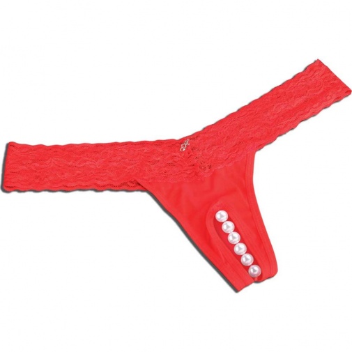 Hustler - Clitoral Stimulating Thong With Beads - Red - ML photo