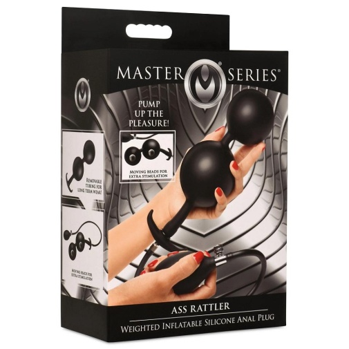 Master Series - Ass Rattler Weighted Inflatable Plug - Black photo