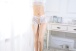 SB - Crotchless Lace Panties w Bow - White photo-3
