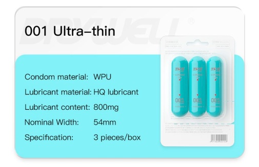 Drywell - 0.01 Ultra Thin Condoms 3's Pack photo