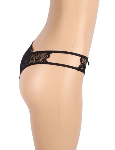 Ohyeah - Crotchless Lace Panty - Black - XL photo