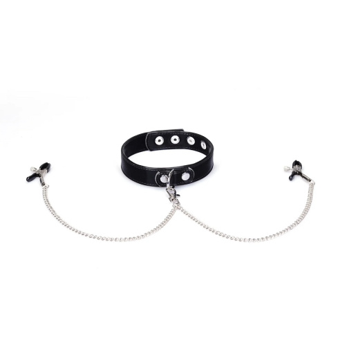 Liebe Seele - Metallic Shade Collar w Nipple Clamps - Black 照片