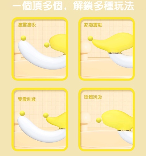 YY Horse - Rotating Banana Sucking Vibrator - Yellow 照片