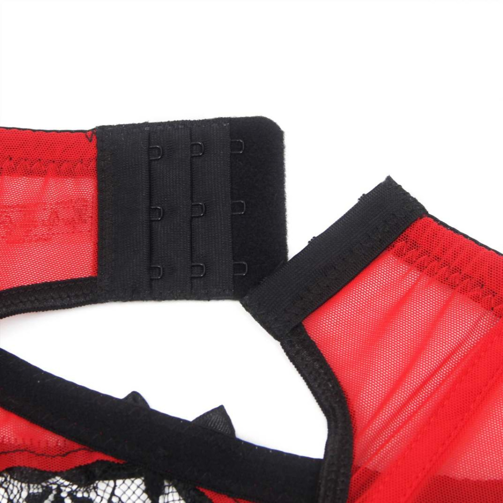 Ohyeah - Lace Garter Panty - Black/Red - XL 照片-15