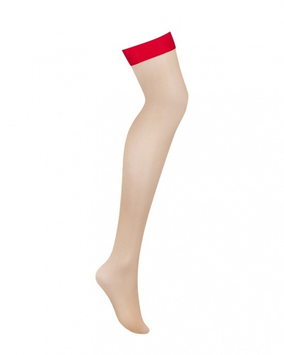 Obsessive - S814 Stockings - Red - S/M photo