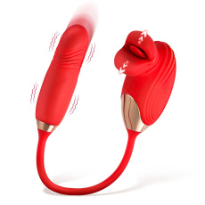 Lickgasm - Bliss Kiss Stimulator w Thrusting Vibrator - Red photo