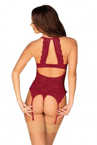 Obsessive - Ivetta Corset & Thong - Ruby - L/XL photo