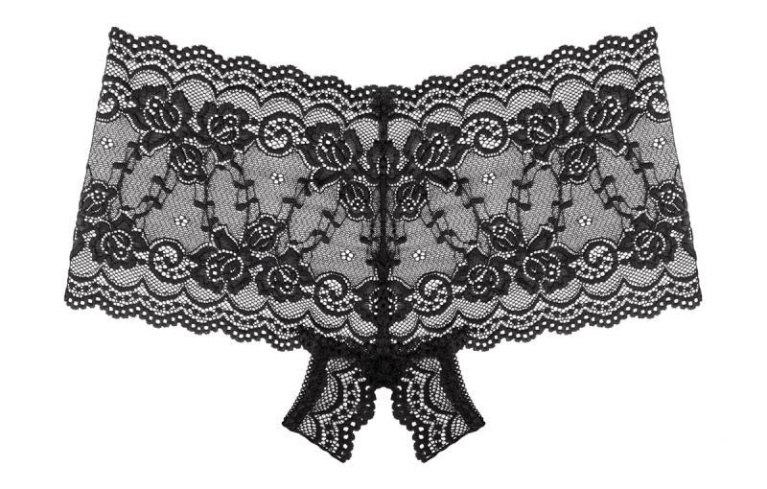 Underneath - Mila Crotchless Briefs - Black - S/M photo