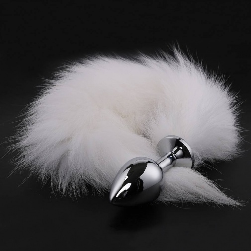 MT - Anal Plug S-size with White fur tail photo