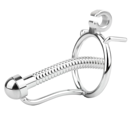 FAAK - Chastity Cage w Urethral Plug - Silver 照片